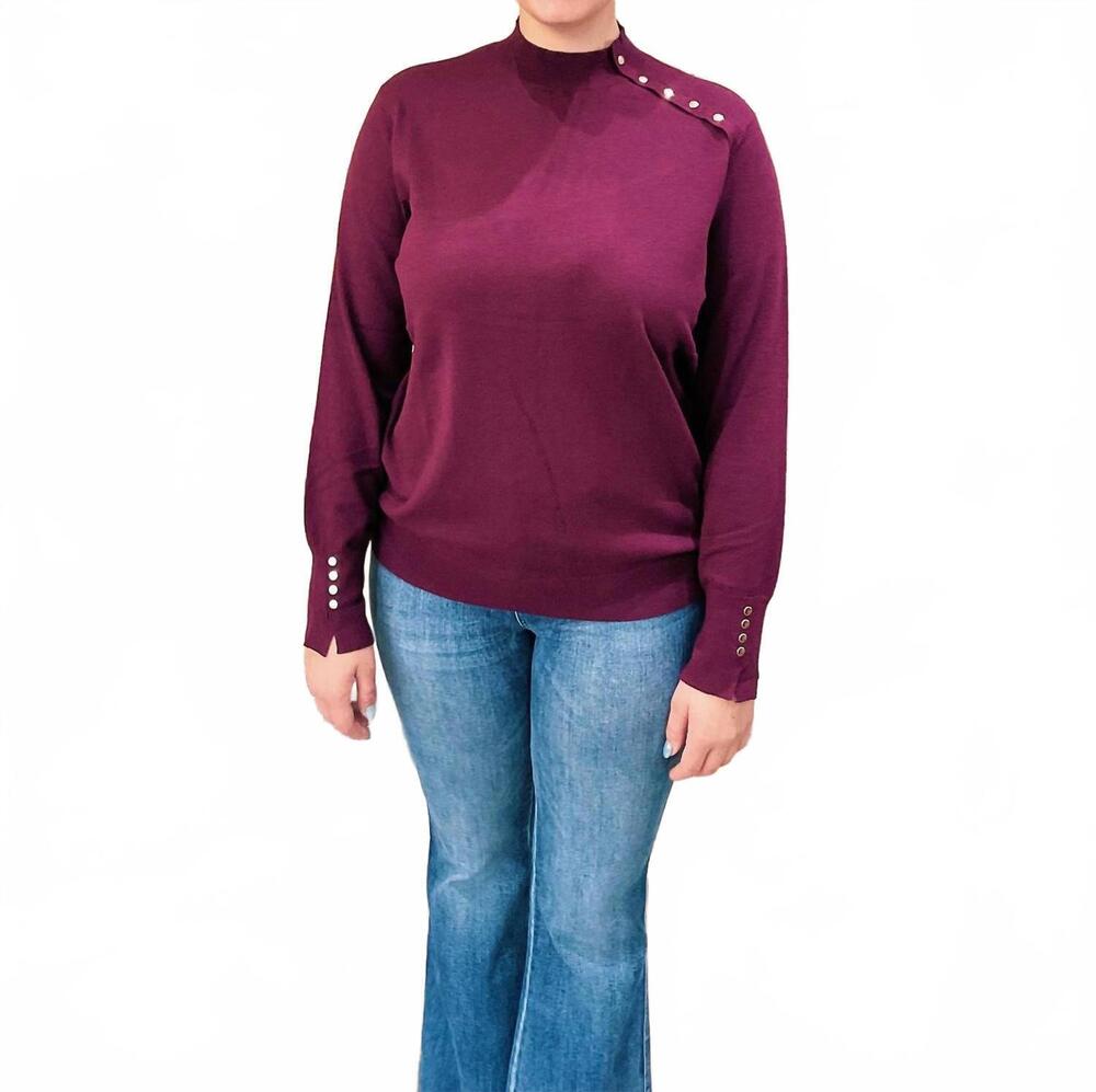 NEW SKIES ARE BLUE catalina mock neck sweater in burgundy